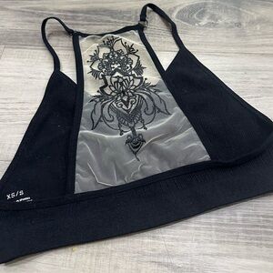 No Brand Black Sheer Embroidered Bralette